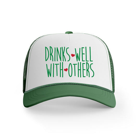 Drinks Well With Others Christmas Trucker Hat