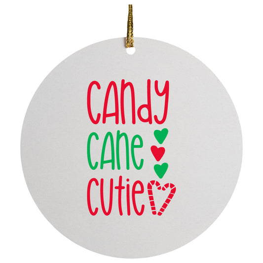 Candy Cane Cutie Christmas Ceramic Circle Ornament