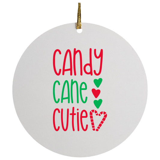 Candy Cane Cutie Christmas Ceramic Circle Ornament