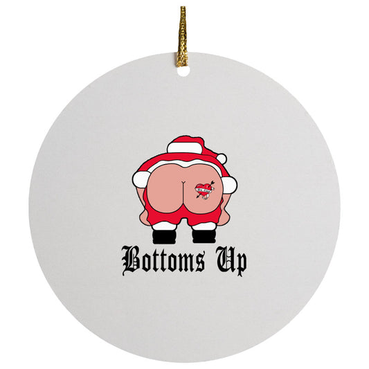 Bottoms Up Christmas Ceramic Circle Ornament