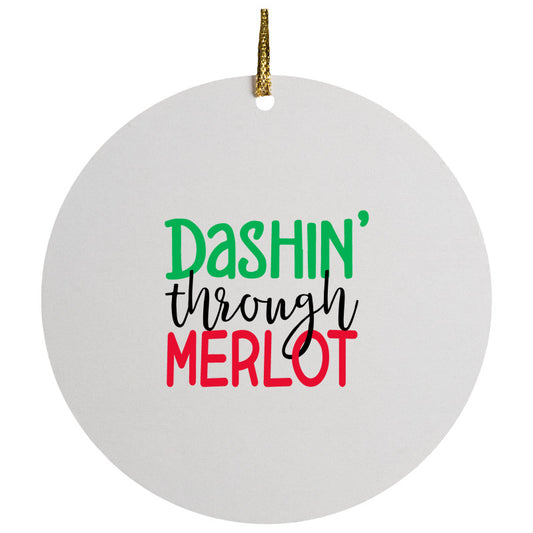 Dashin Through Merlot Christmas Ceramic Circle Ornament