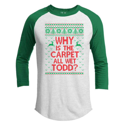 Todd And Margo Carpet Wet Premium Christmas Raglan