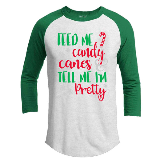 Feed Me Candy Canes Premium Youth Christmas Raglan