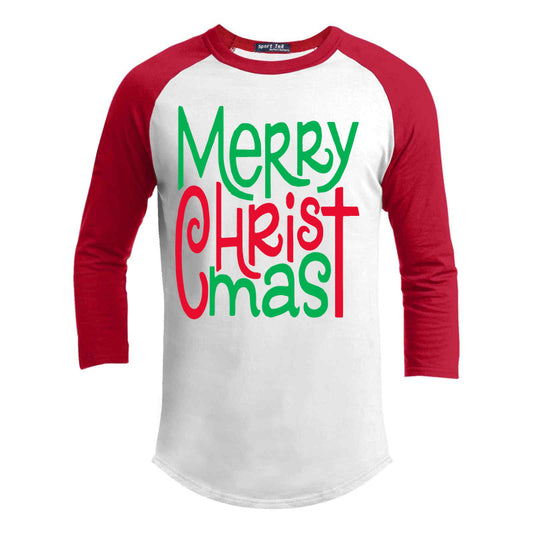 Merry Christmas Premium Youth Christmas Raglan