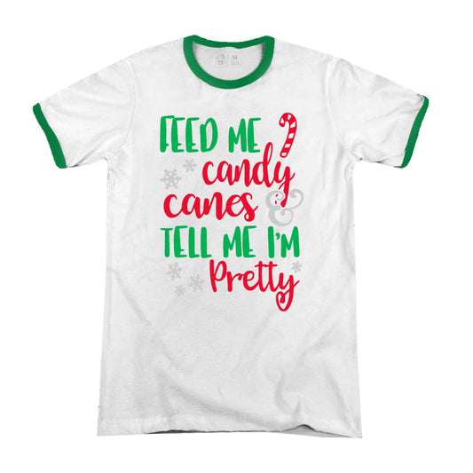 Feed Me Candy Canes Premium Christmas Ringer T-shirt