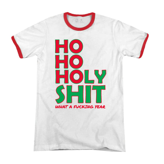 Ho Ho Holy Shit Premium Christmas Ringer T-shirt