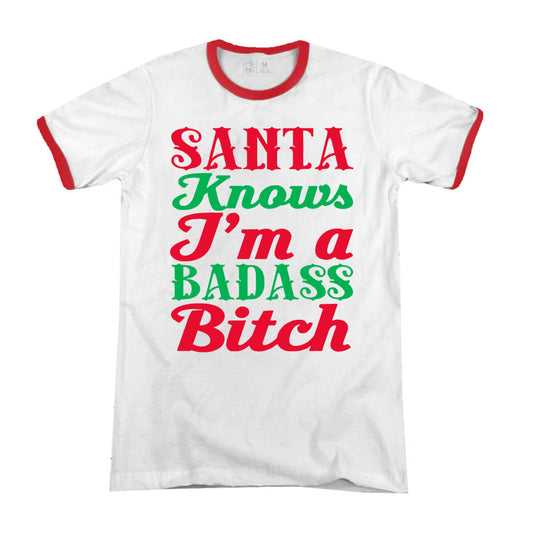Badass Bitch Premium Christmas Ringer T-shirt