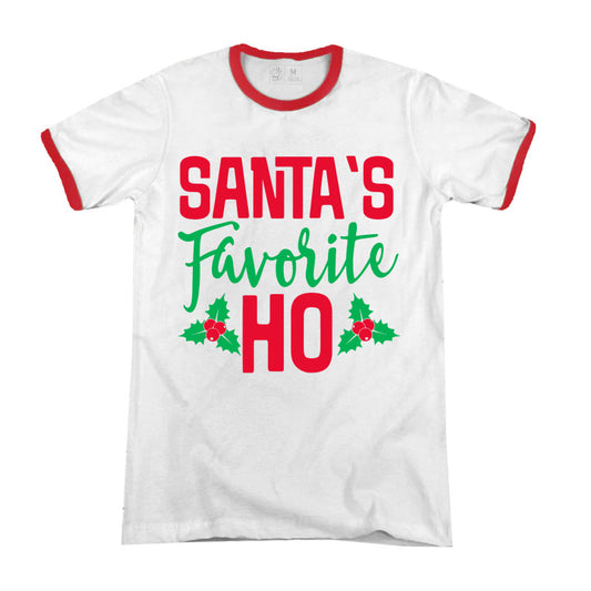 Santa's Favorite Ho Premium Christmas Ringer T-shirt